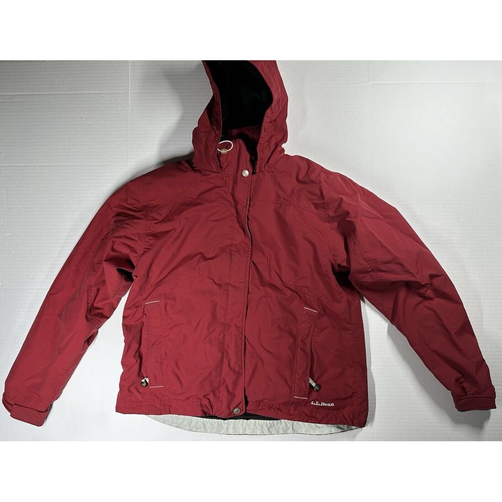 LL Bean Hooded And Lined Coat Womens Medium Weather Channel Polartec 3 In 1